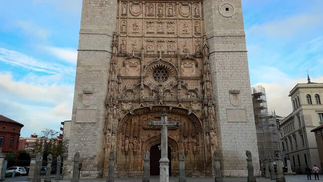 San Pablo church in Valladolid, Spain. The facade is one of the best examples of Plateresque architecture in Europe. High quality 4k footage