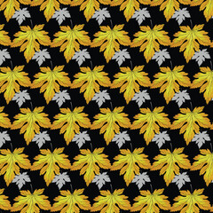 Beautiful floral motif. Leaves intertwined in a seamless pattern on a gentle background. Nahtloses Muster, Pattern - Laub, Blütter, Herbst. 