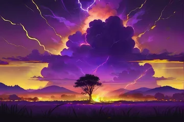 Deurstickers 大自然のエネルギーパワーと雷の風景 © 月とサカナ SNAO