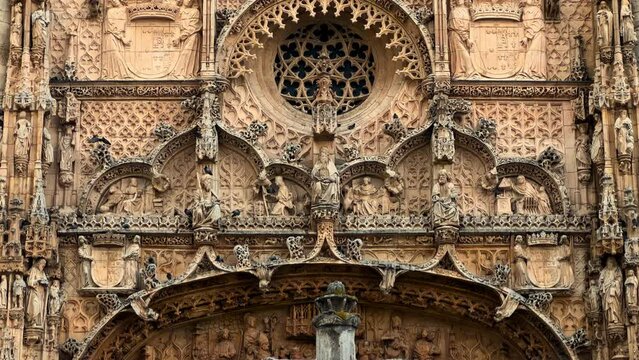 San Pablo church in Valladolid, Spain. The facade is one of the best examples of Plateresque architecture in Europe. High quality 4k footage