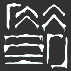 vector white snow roof. icy snow caps dirt design element decoration for winter season