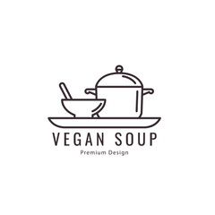 logo template food vegetables  soup  line art  restaurant  minimalist vector icon design