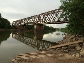 Linear Park Boat Ramp and Old Train Bridge in Manhattan, Kansas
