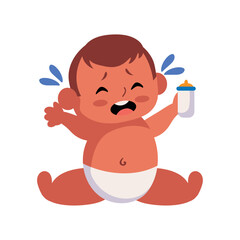 baby with bottle boy crying