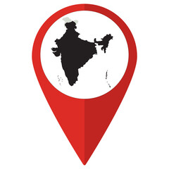 Red Pointer or pin location with India map inside. Map of India