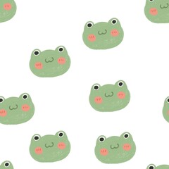 frog cartoon illustration seamless on white background.