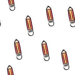 Pencil cartoon illustration seamless on white background.