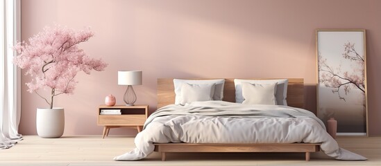 Scandi style bedroom with gentle hues visualization