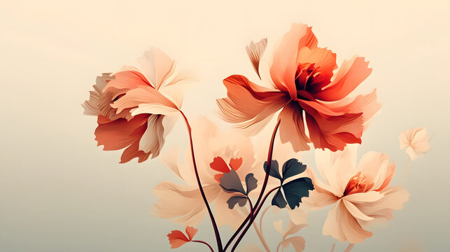 Flowers on a cream colored background. Generative AI