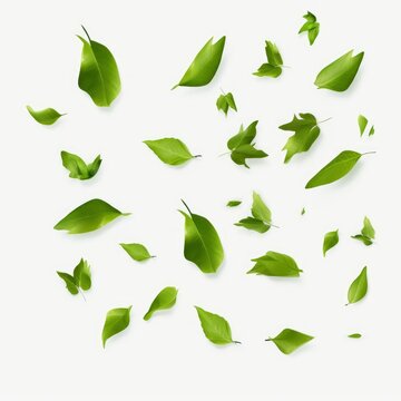 Cut out leaves foliage movement falling shapes 3d rendering, Generative AI 