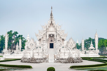 Wat Rong Khun,the White Temple at dawn,outskirts of Chiang Rai city,Northern Thailand.