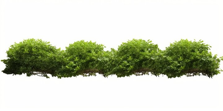 Green shrubs gardening row landscape cutout 3d rendering, Generative AI 