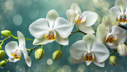 Naklejka na ściany i meble beautiful orchid flowers make a pretty floral background or border