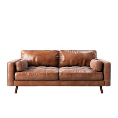 Fototapeta premium Brown couch isolated on transparent background