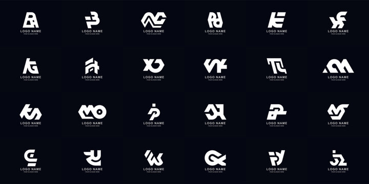 Collection full set abstract combine letter a - z monogram logo design