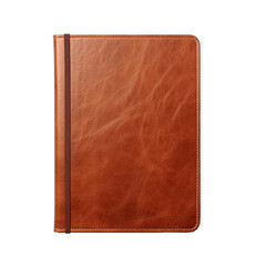 Brown leather notebook isolated on transparent background