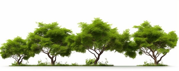 Cut out greenery tree shape white background 3d rendering, Generative AI 