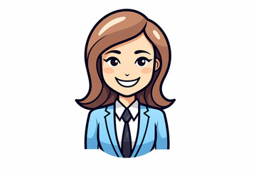 A female secretary cartoon character profile icon in flat and modern line vector illustration art isolated on a white background. Generative AI.