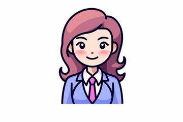 A female secretary cartoon character profile icon in flat and modern line vector illustration art isolated on a white background. Generative AI.