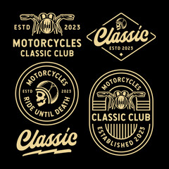 set of motorcycles' vintage retro labels