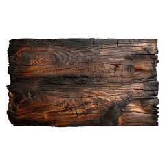 Burnt wooden plank isolated on transparent background