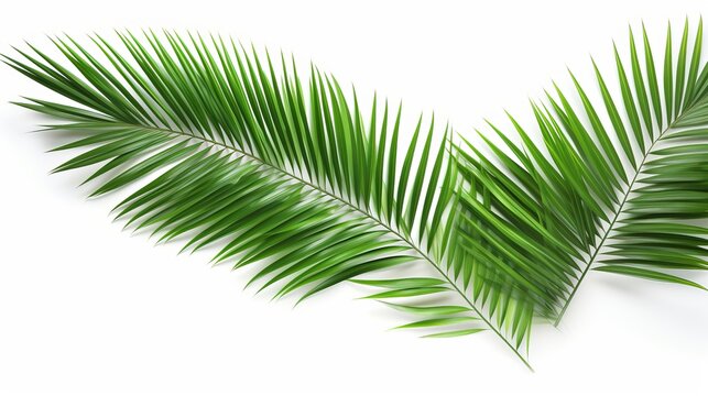 Clear tropics green palm foliage cut out white background 3d rendering, Generative AI 