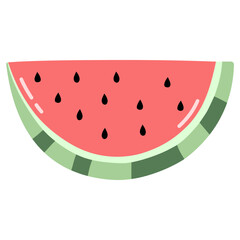 Slice of Watermelon Flat Icon Vector Illustration 