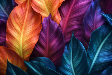 Leaf, colorful vivid tropical nature background