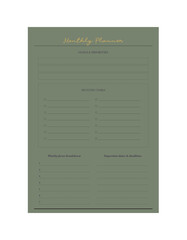 Monthly planner. (Forest) Vector illustration.