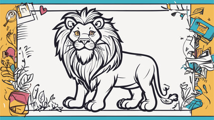 Lion carton character with formal dress vector image. Illustration of cute lion design graphic on the white background