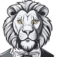 Lion carton character with formal dress vector image. Illustration of cute lion design graphic on the white background