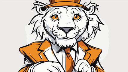 Lion carton character with formal dress vector image. Illustration of cute lion design graphic on the white background