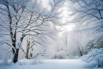 Obraz na płótnie Canvas trees in the snow Generated Ai
