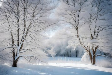 Obraz premium trees in the snow Generated Ai