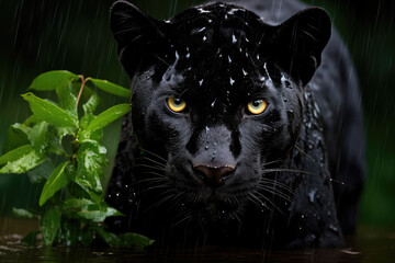 A black panther in Amazon rain forest
