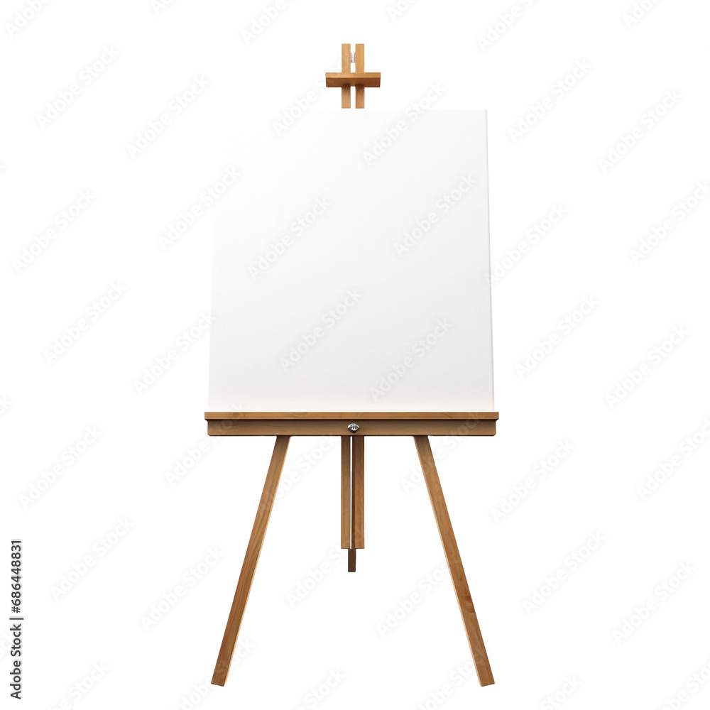 Poster canvas and easel photograph isolated on transparent background