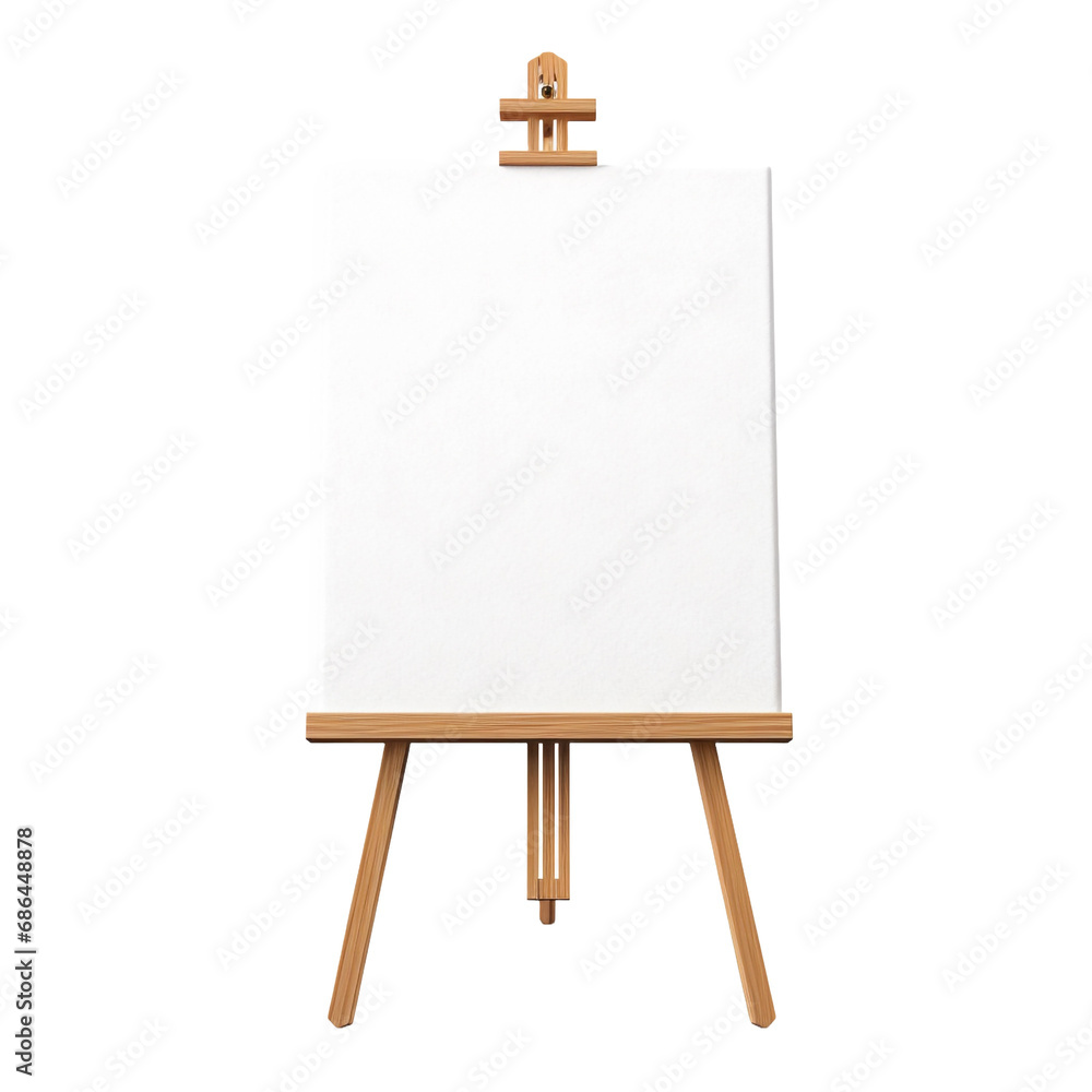 Poster canvas and easel photograph isolated on transparent background