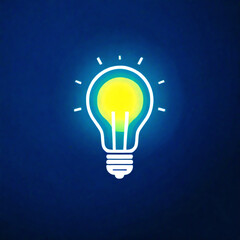 Light bulb icon on a light background.  Idea symbol, electric lamp, lighting, innovation, problem solving, creativity.  Originality, electricity, flat and colorful lines.  Flat design