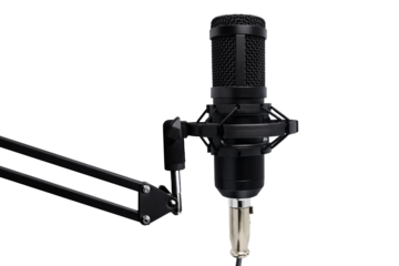 Professional studio podcast microphone on transparent background PNG
