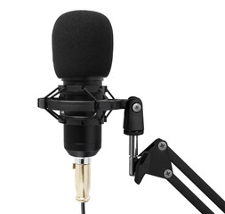 Professional studio microphone with  windscreen filter on transparent background PNG