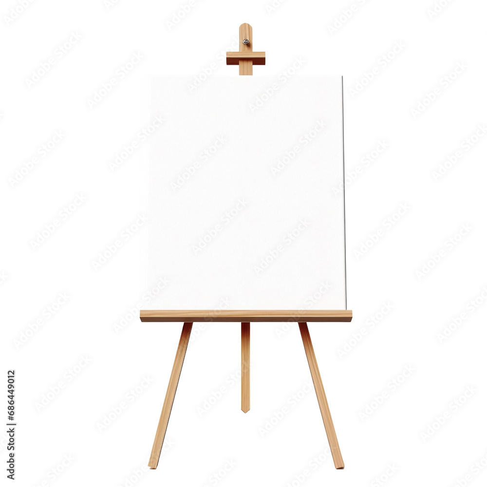 Poster canvas and easel photograph isolated on transparent background