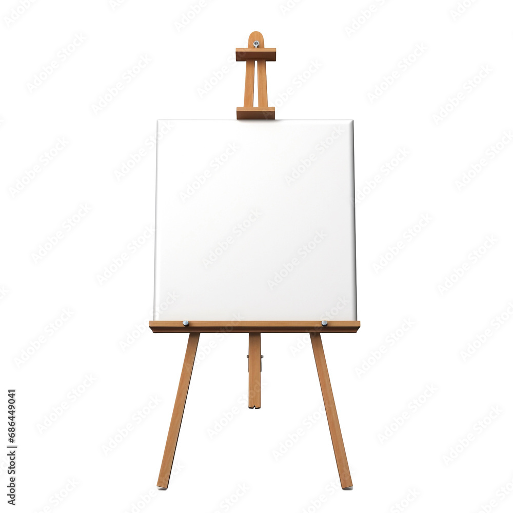 Poster canvas and easel photograph isolated on transparent background