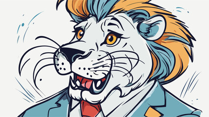 Lion carton character with formal dress vector image. Illustration of cute lion design graphic on the white background