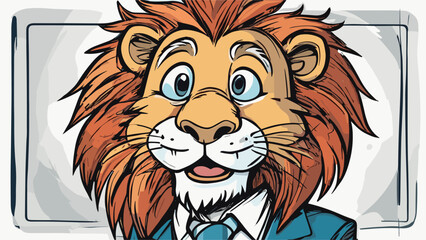 Lion carton character with formal dress vector image. Illustration of cute lion design graphic on the white background