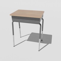 3d rendering school table isolated on white background with sunlight.