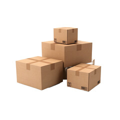 Cardboard boxes isolated on transparent background