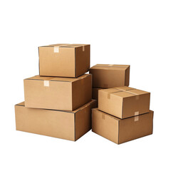 Cardboard boxes isolated on transparent background