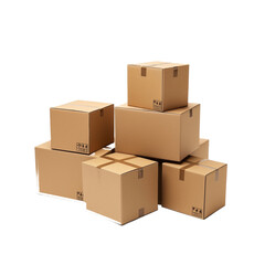 Cardboard boxes isolated on transparent background