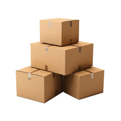 Cardboard boxes isolated on transparent background