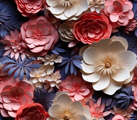 Perfect 3d seamless flowery floral Pattern for digital products, tumbler, digital paper, wallpaper ai generative